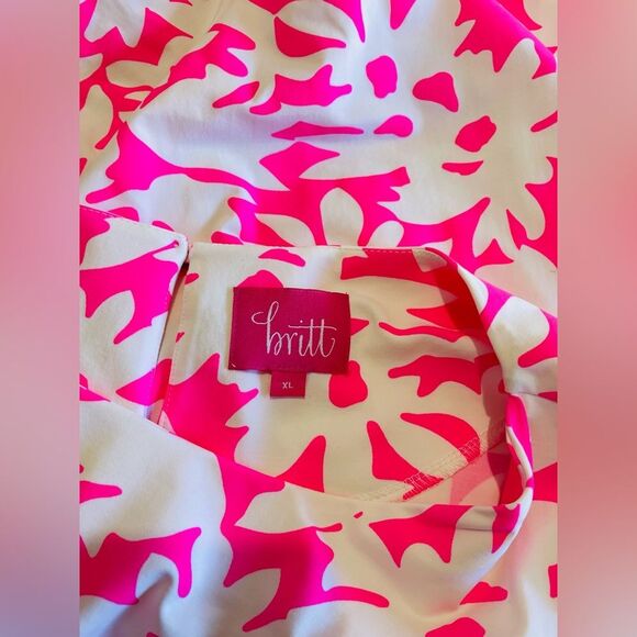 Britt Dress colorful pink floral USA made Beach Summer Resort Women’s XL - Picture 5 of 7